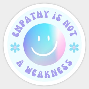 Empathy is Not a Weakness Retro Pastel Gradient Smiley Face with Flowers Sticker Sticker